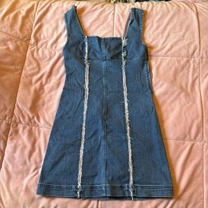 urban outfitters frayed denim dress sleeveless